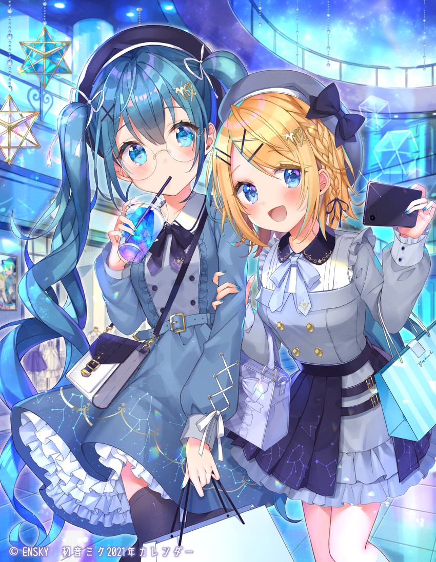 hatsune miku and kagamine rin (vocaloid) drawn by sakura_shiori