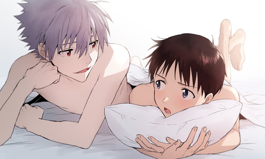 ikari shinji and nagisa kaworu (neon genesis evangelion) drawn by 11kkr
