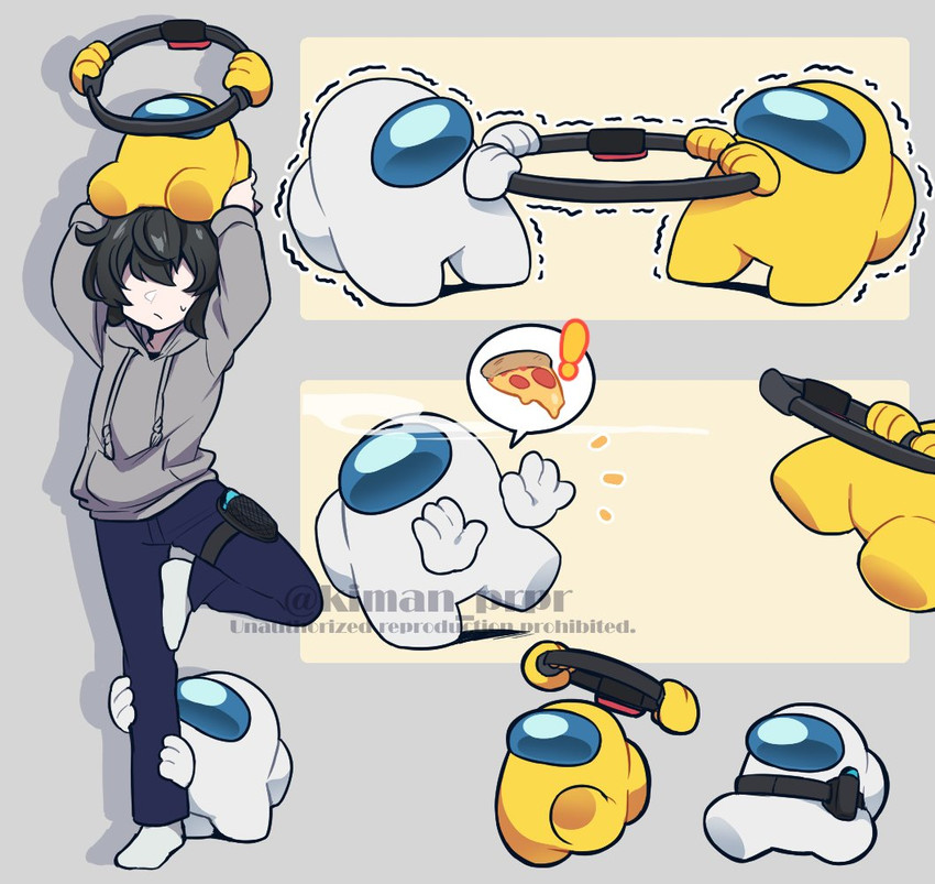 crewmate, yellow, white, and they (original and 2 more) drawn by kiman