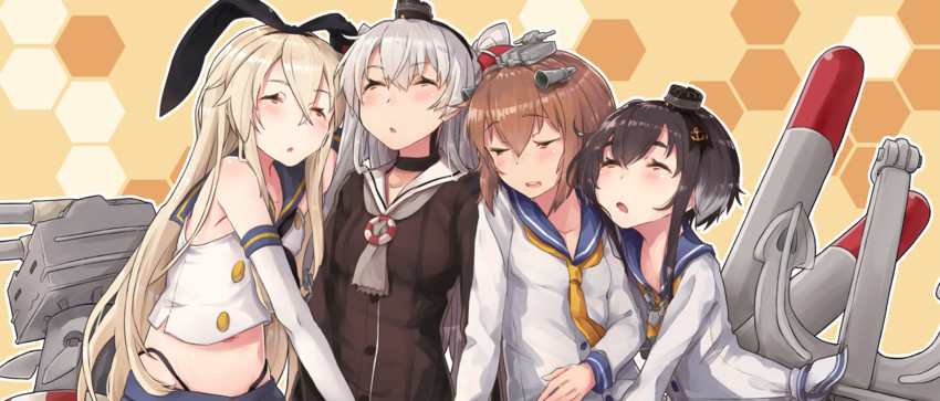 shimakaze, amatsukaze, yukikaze, and tokitsukaze (kantai collection) drawn by nuko_miruku