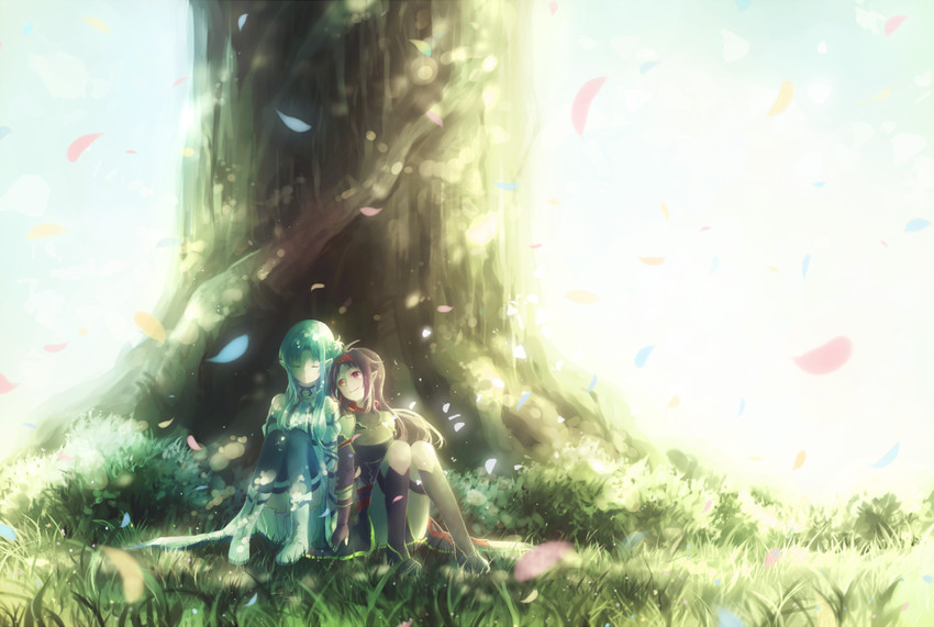 asuna and yuuki (sword art online) drawn by domik