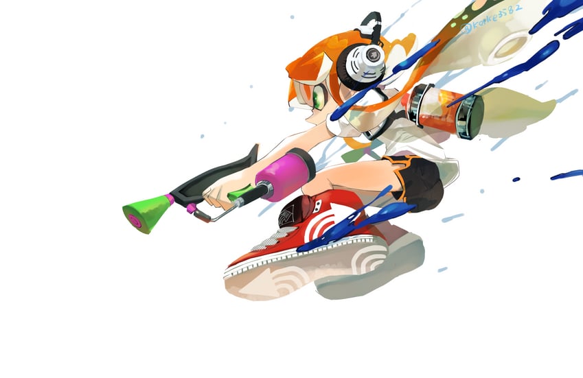 inkling player character, inkling girl, and kaori (splatoon) drawn by koike3582