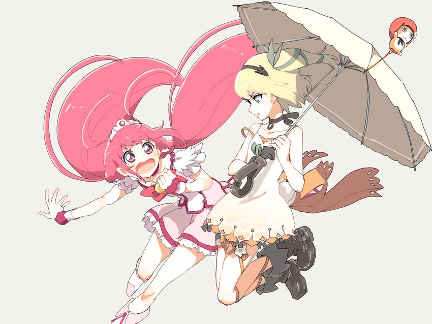 hoshizora miyuki, cure happy, edna, phoenix, and fukuen misato (precure and 3 more) drawn by azuma_yukihiko