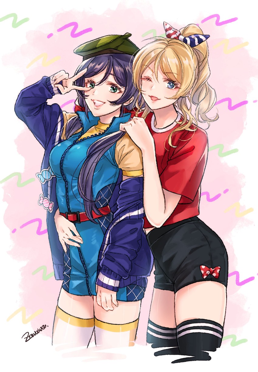 tojo nozomi and ayase eli (love live! and 1 more) drawn by zawawa_(satoukibi1108)