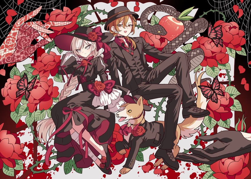 nakahara chuuya (original and 1 more) drawn by meremero