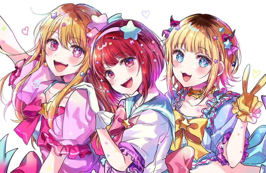 arima kana, hoshino ruby, and memcho (oshi no ko) drawn by kanon_25ji