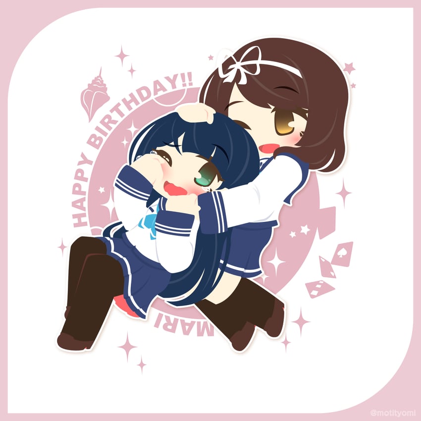 kusunoki asuha and sakaide mari (battle girl high school) drawn by motyomi
