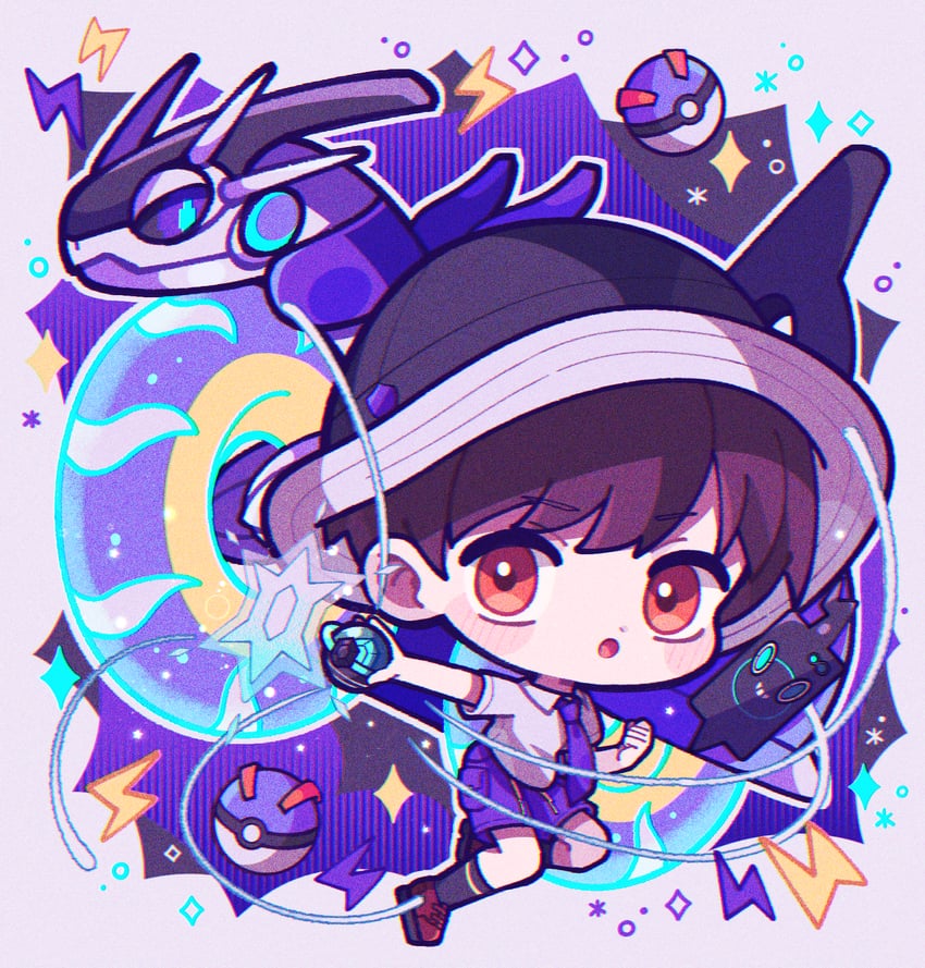rotom, rotom phone, florian, and miraidon (pokemon and 1 more) drawn by kohinata_kanoo