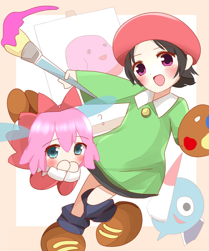 adeleine, ribbon, batamon, and ghost knight (kirby and 2 more) drawn by non_(wednesday-classic)