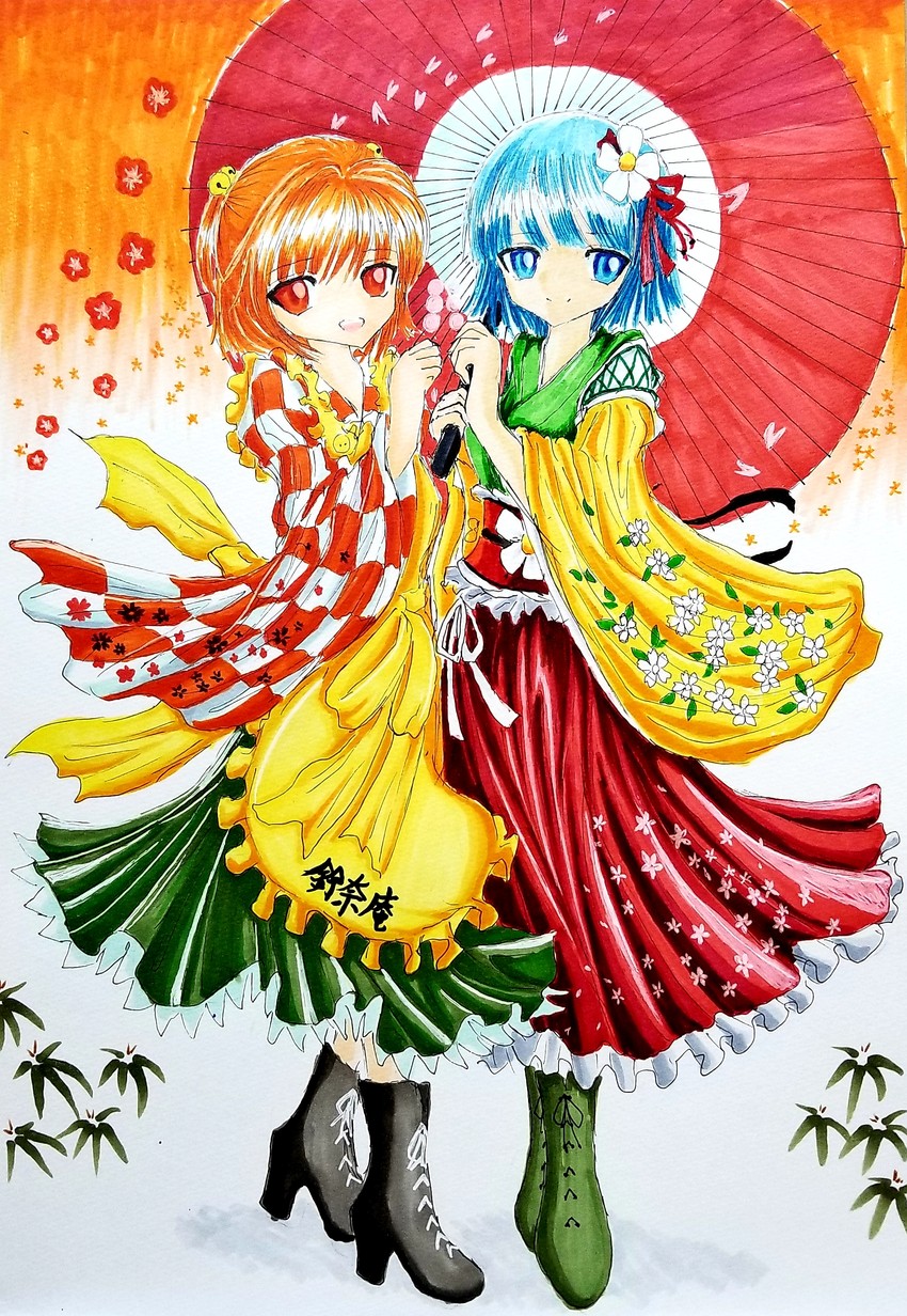 hieda no akyuu and motoori kosuzu (touhou and 1 more) drawn by urumashi-03301980