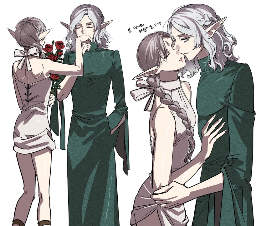 mithrun and braided ponytail elf (dungeon meshi) drawn by oejikim