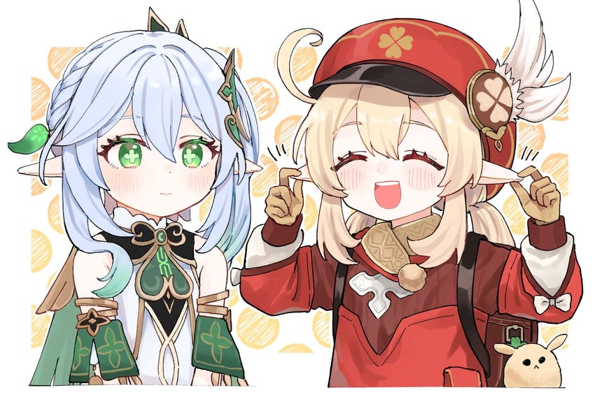 nahida, klee, and dodoco (genshin impact) drawn by shijimi_kozou