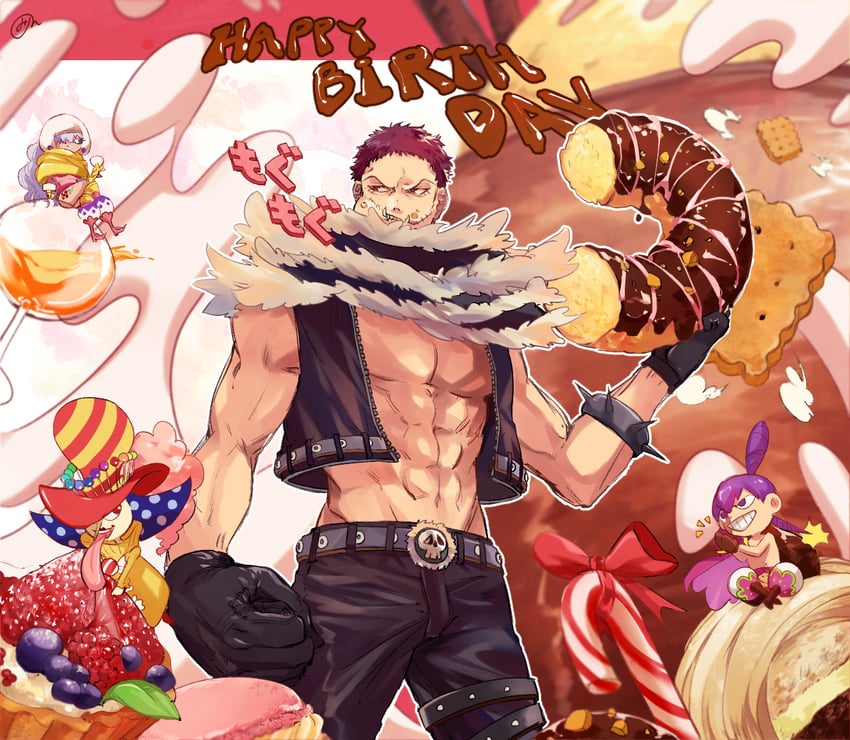 charlotte katakuri, charlotte cracker, charlotte smoothie, and charlotte perospero (one piece) drawn by mirin_(coene65)