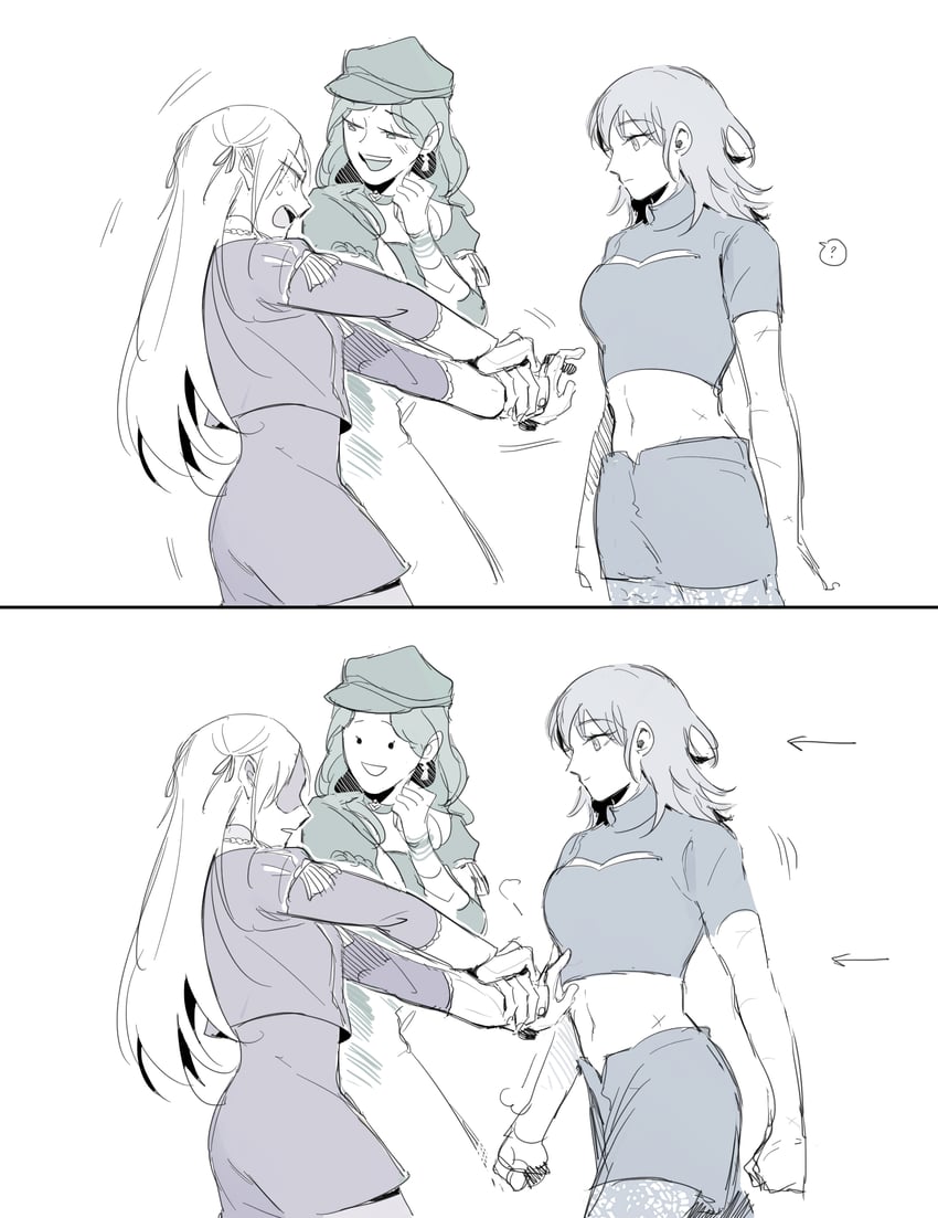 female byleth, edelgard von hresvelg, and dorothea arnault (fire emblem and 1 more) drawn by 13degree