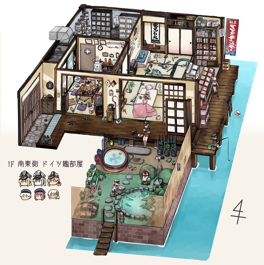 prinz eugen, bismarck, ro-500, graf zeppelin, i-58, and 7 more (kantai collection and 4 more) drawn by ido_(teketeke)