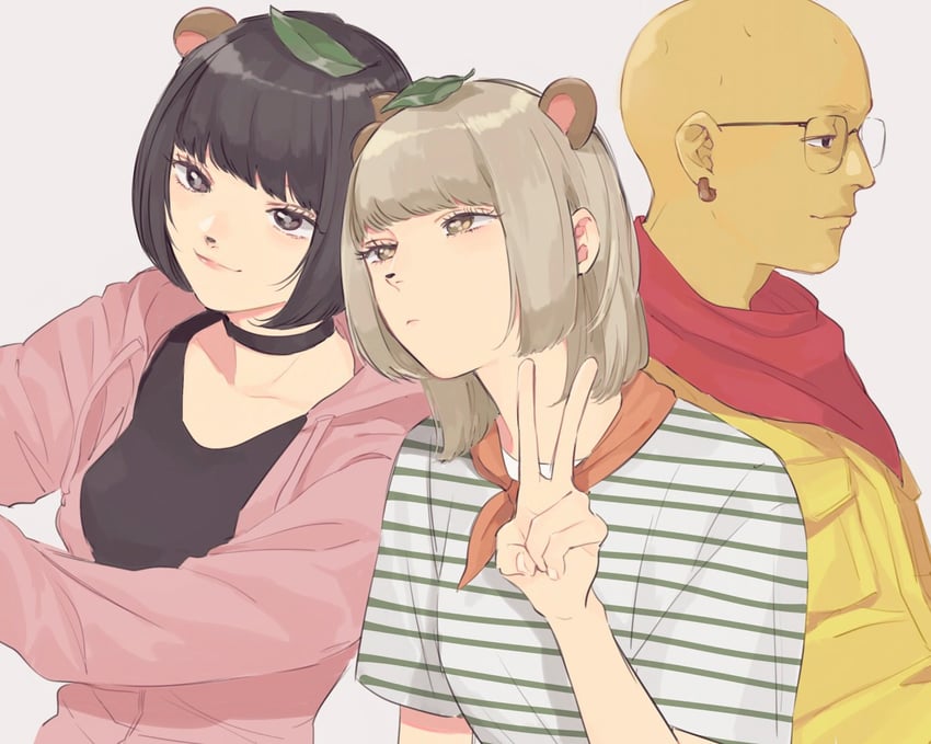 ponpoko and peanuts-kun (mode aim) drawn by sawaya_(_0030y)