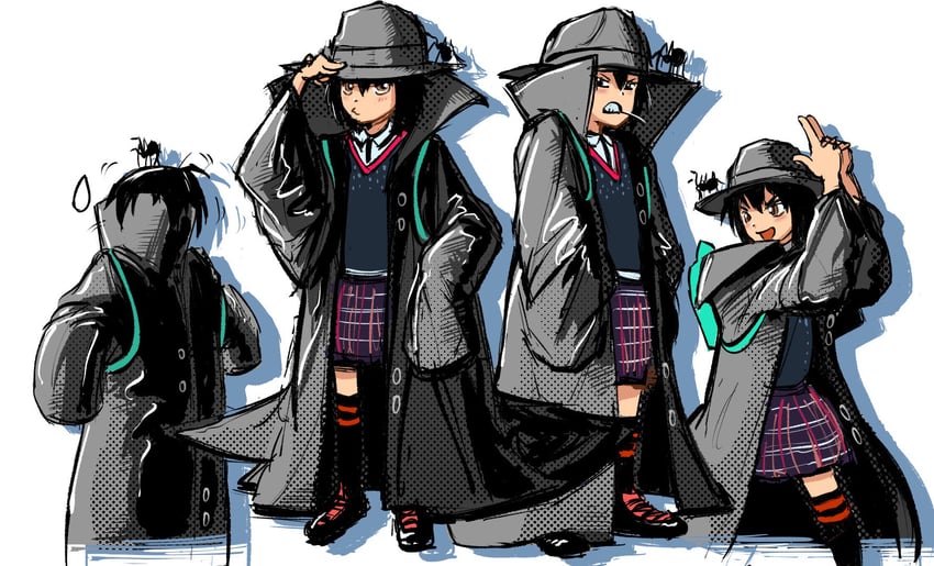 peni parker, spider-man noir, and sp//dr (marvel and 3 more) drawn by ccandids