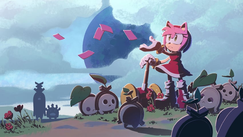 amy rose, koco, and hermit koco (sonic and 1 more) drawn by evan_stanley