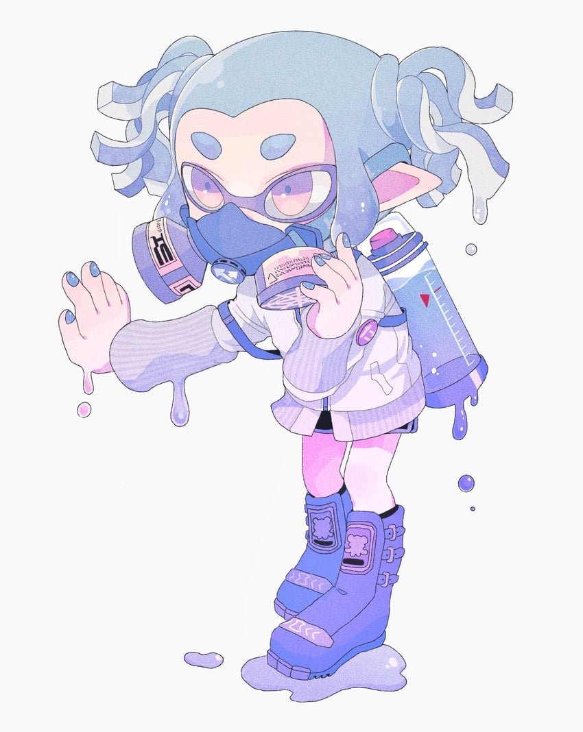 inkling player character and inkling girl (splatoon) drawn by zibaku_18
