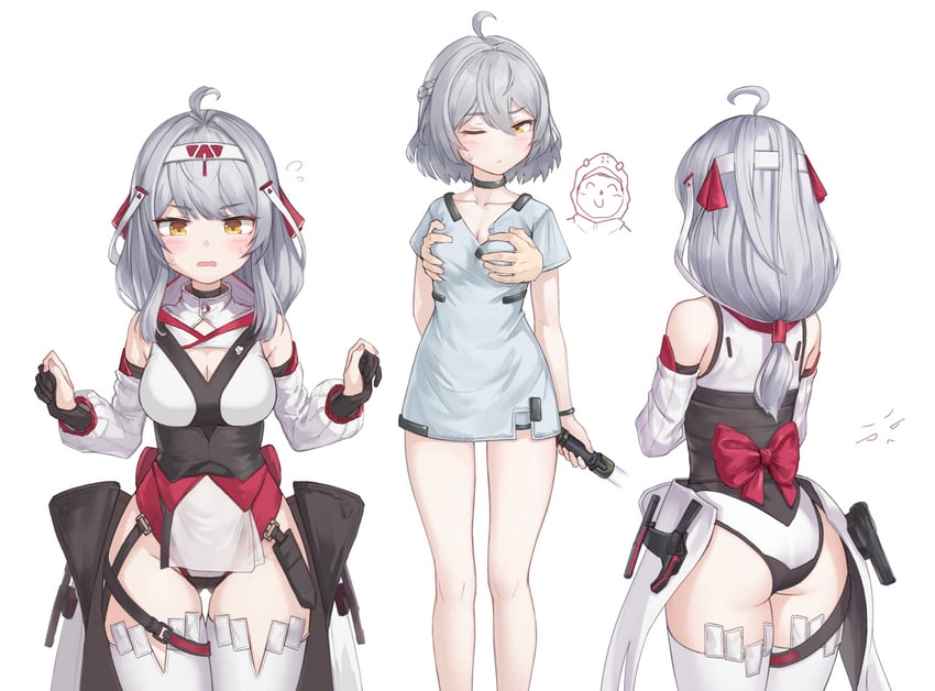 sensei, doodle sensei, adjutant, acacia, and acacia - kaguya (snowbreak: containment zone) drawn by dori_(9720xyz)