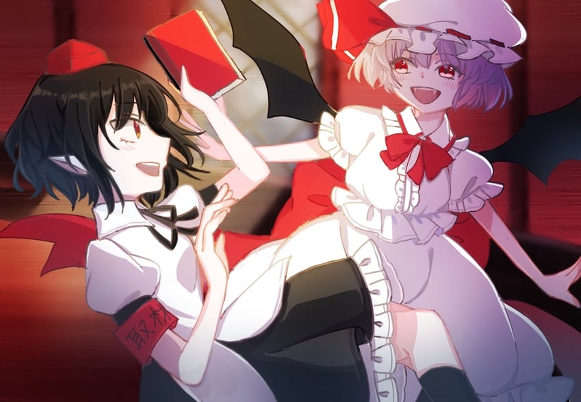 remilia scarlet and shameimaru aya (touhou) drawn by toraneko_2