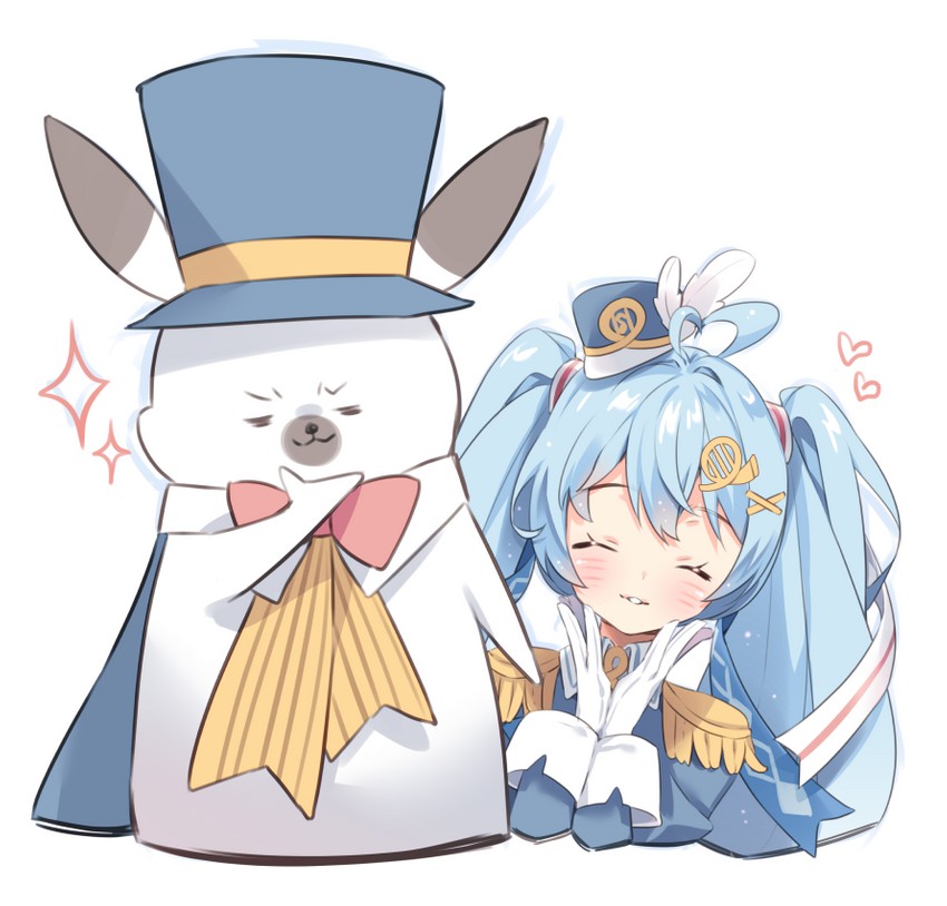 hatsune miku, yuki miku, and rabbit yukine (vocaloid and 1 more) drawn by arami_o_8
