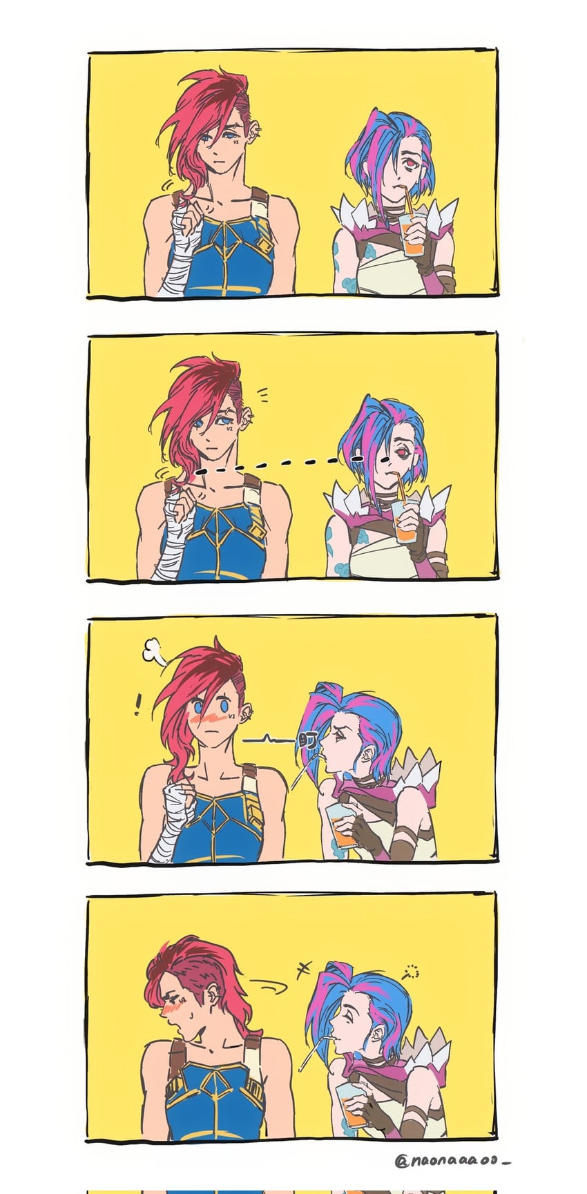 jinx, vi, arcane jinx, and arcane vi (league of legends and 1 more) drawn by naonaaaoo