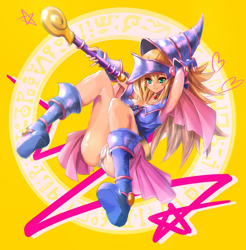 dark magician girl and dark magical circle (yu-gi-oh!) drawn by deluxe<<<