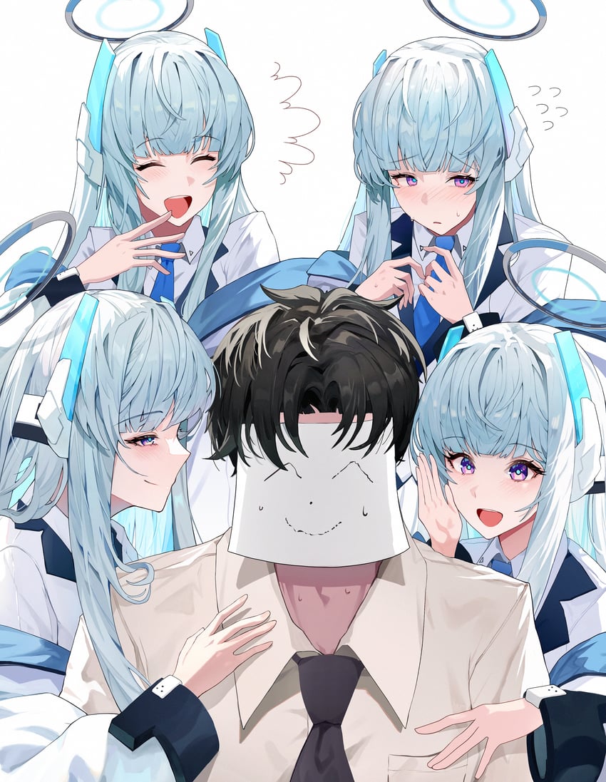 sensei, doodle sensei, and noa (blue archive) drawn by josal