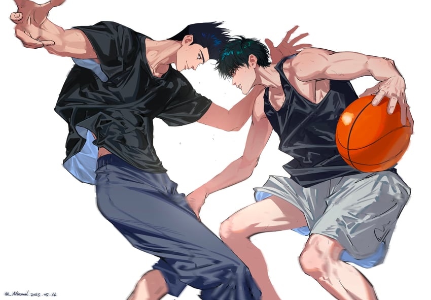 rukawa kaede and sendou akira (slam dunk) drawn by niarwol