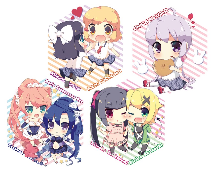 yukine chris, tachibana hibiki, akatsuki kirika, tsukuyomi shirabe, kazanari tsubasa, and 2 more (senki zesshou symphogear) drawn by shiopy