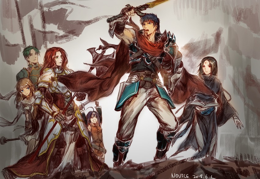 ike, mia, soren, mist, titania, and 1 more (fire emblem and 2 more) drawn by novice_(o_novice)