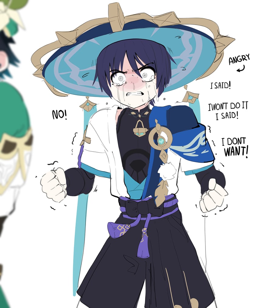 scaramouche, wanderer, and venti (genshin impact) drawn by pea_(vaultboy503)