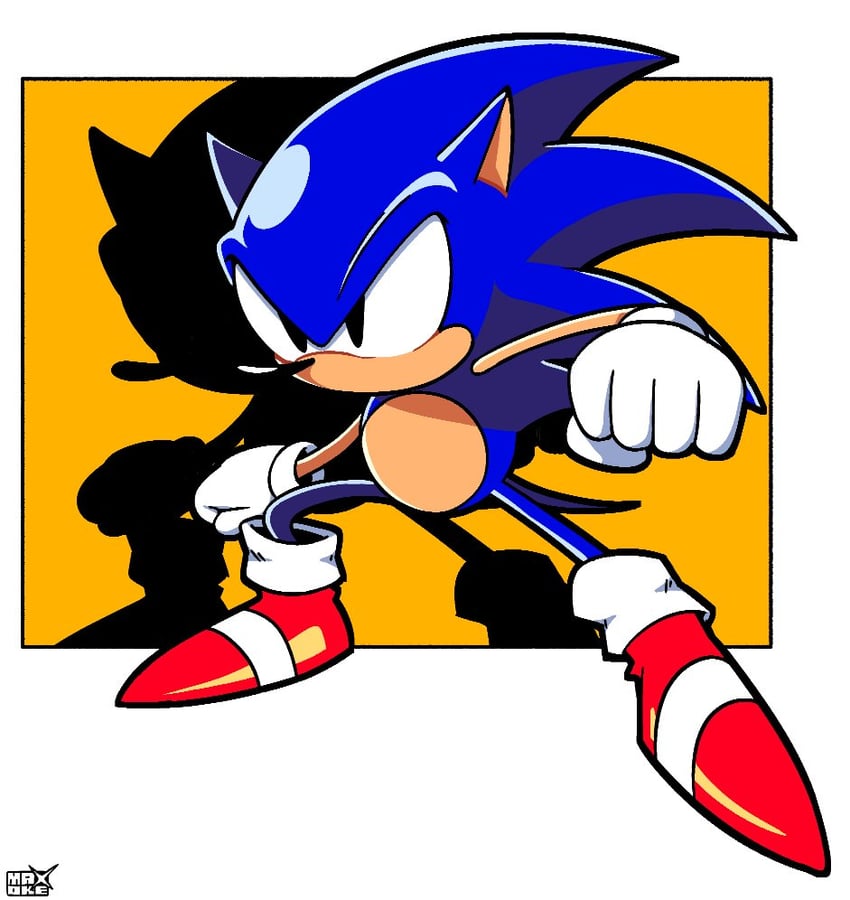 sonic the hedgehog and classic sonic (sonic and 1 more) drawn by maxoke