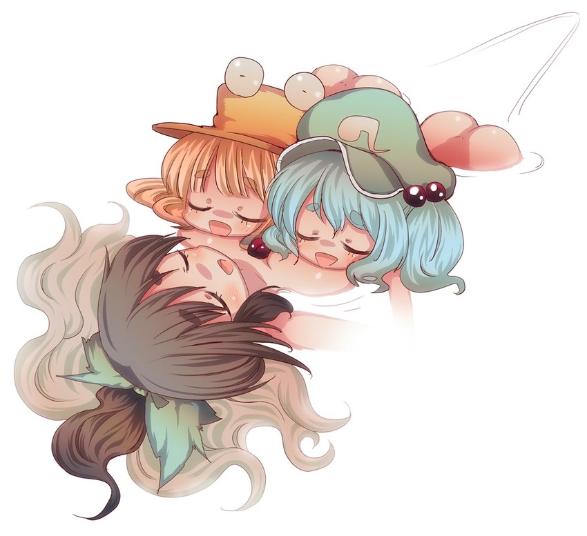 moriya suwako, reiuji utsuho, and kawashiro nitori (touhou) drawn by cream_(nipakupa)