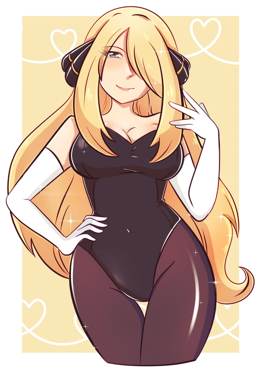cynthia (pokemon and 1 more) drawn by nana-sapphy