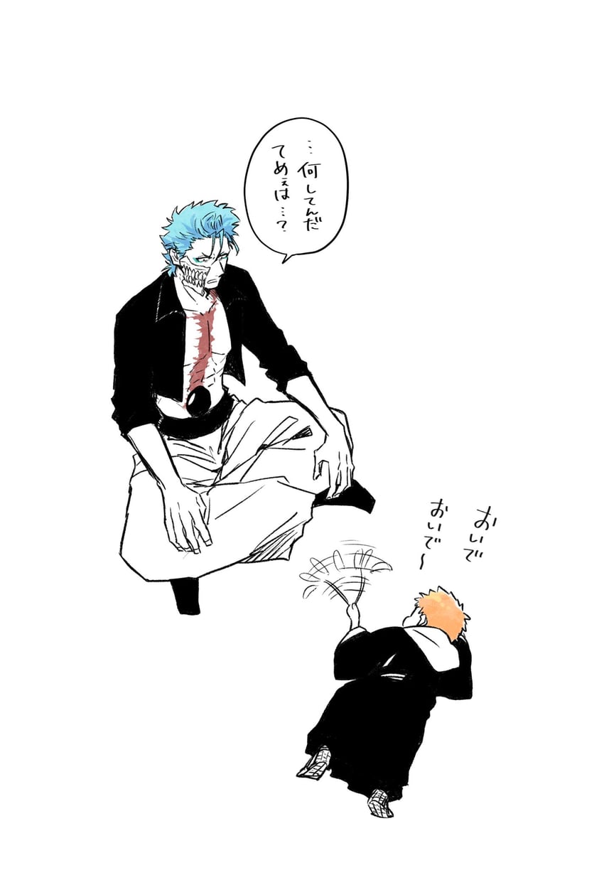 grimmjow jaegerjaquez and kurosaki kazui (bleach and 1 more) drawn by choko_egg