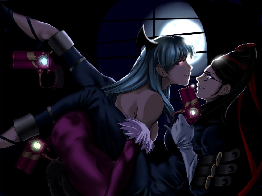 morrigan aensland and bayonetta (darkstalkers and 2 more) drawn by pleasure-treasure