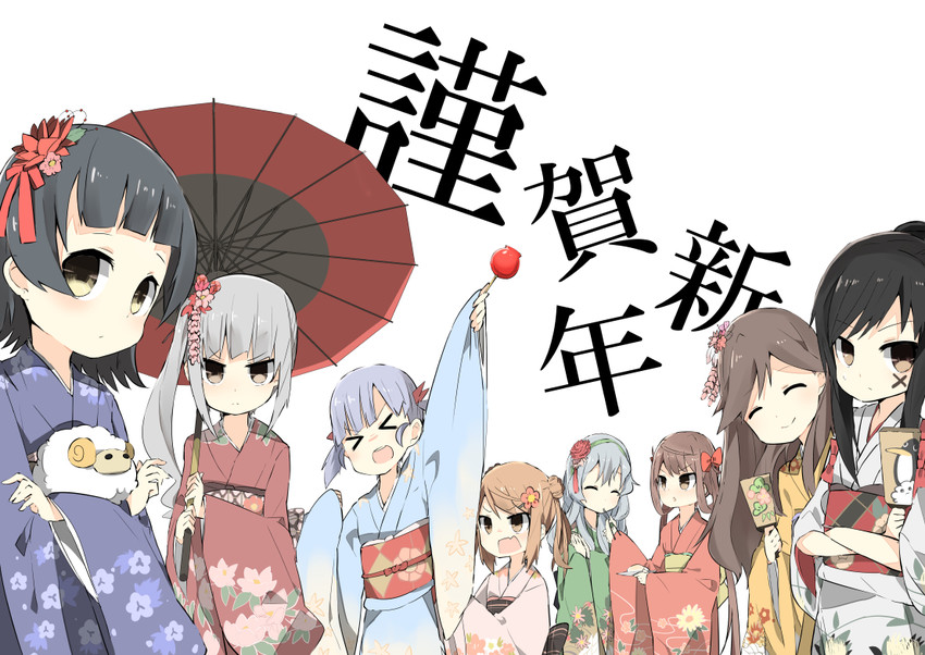 asashio, kasumi, michishio, arashio, asagumo, and 3 more (kantai collection) drawn by ooyama_imo