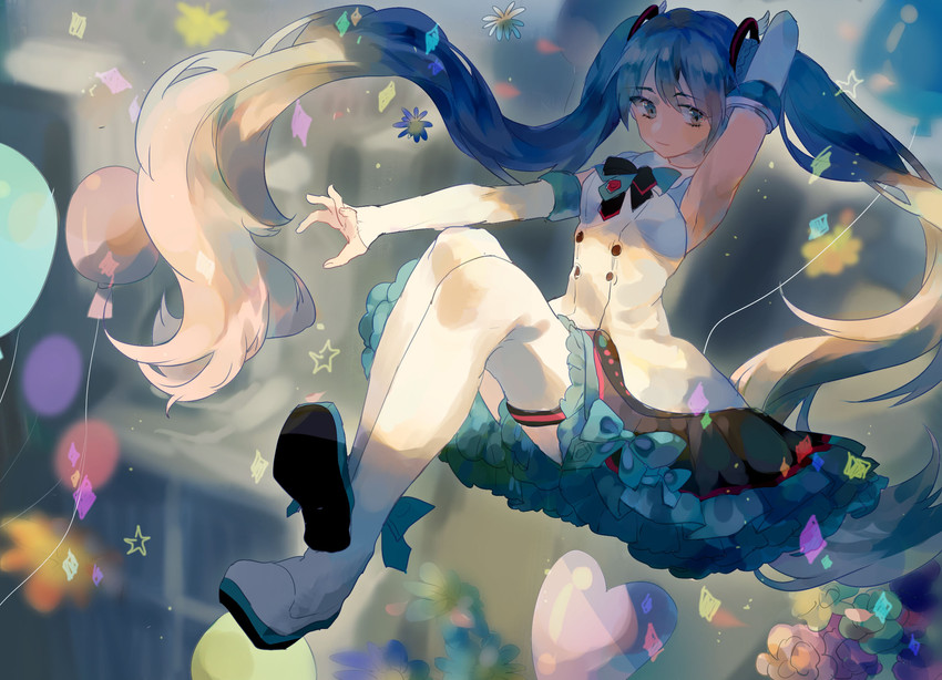 hatsune miku and magical mirai miku (vocaloid and 1 more) drawn by lobelia_(saclia)