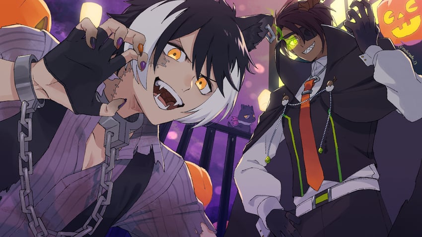 kageyama shien, aragami oga, and nekoyama shien (holostars) drawn by rozu_ki