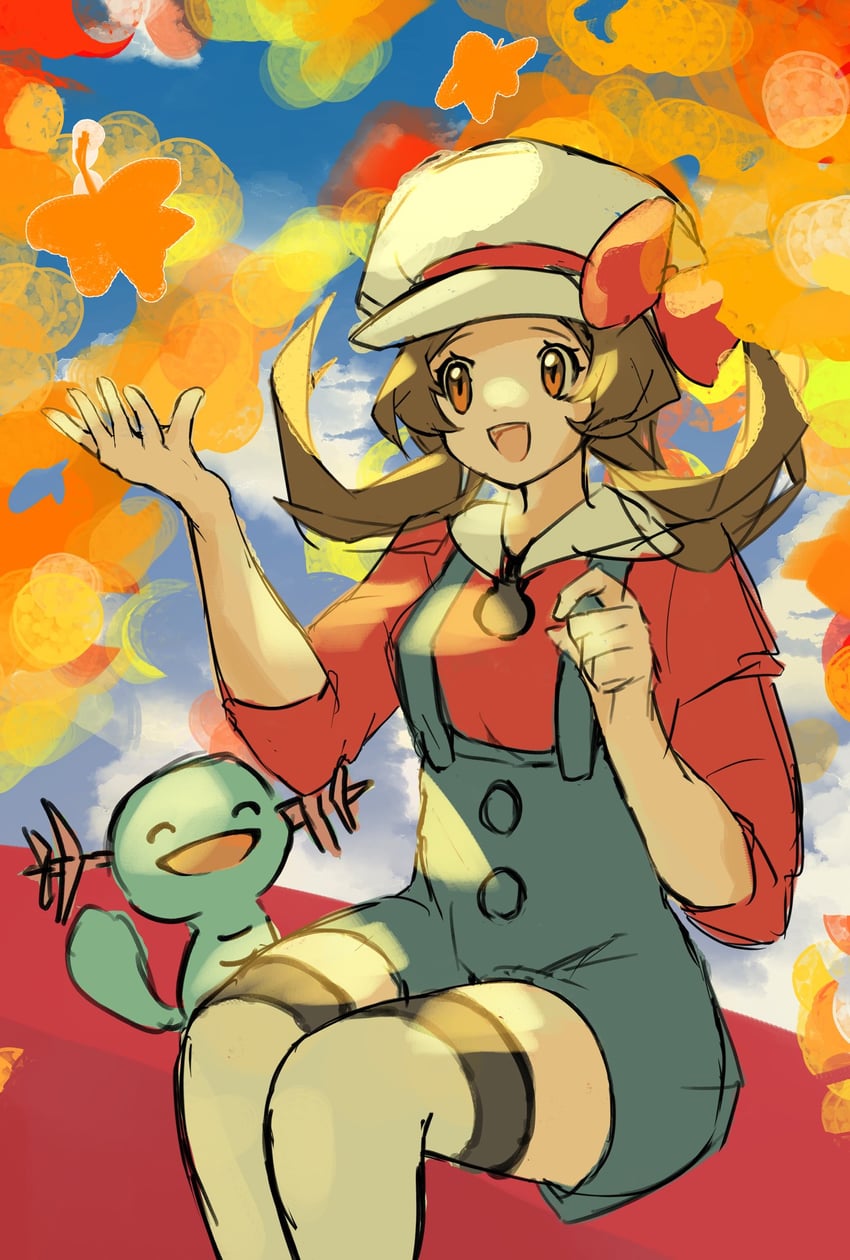 lyra and wooper (pokemon and 1 more) drawn by asatte_3z