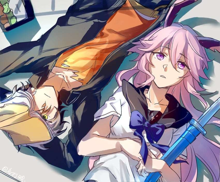 yae sakura and kalpas (honkai and 1 more) drawn by yuuz123