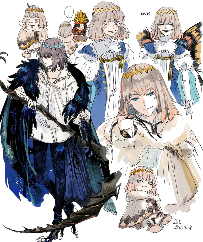 oda nobunaga, oberon, and mini nobu (fate and 1 more) drawn by ddlcclia
