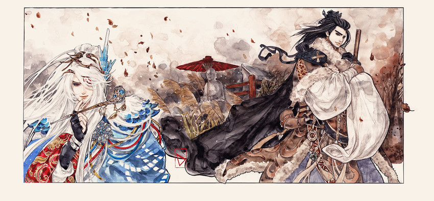lin xue ya and shang bu huan (thunderbolt fantasy) drawn by demetrio