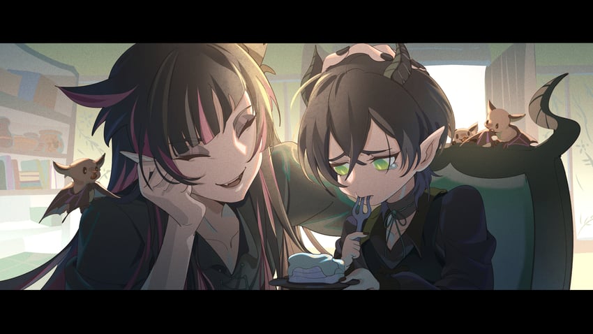 lilia vanrouge and malleus draconia (twisted wonderland) drawn by fishee_(fisheem4mmal)