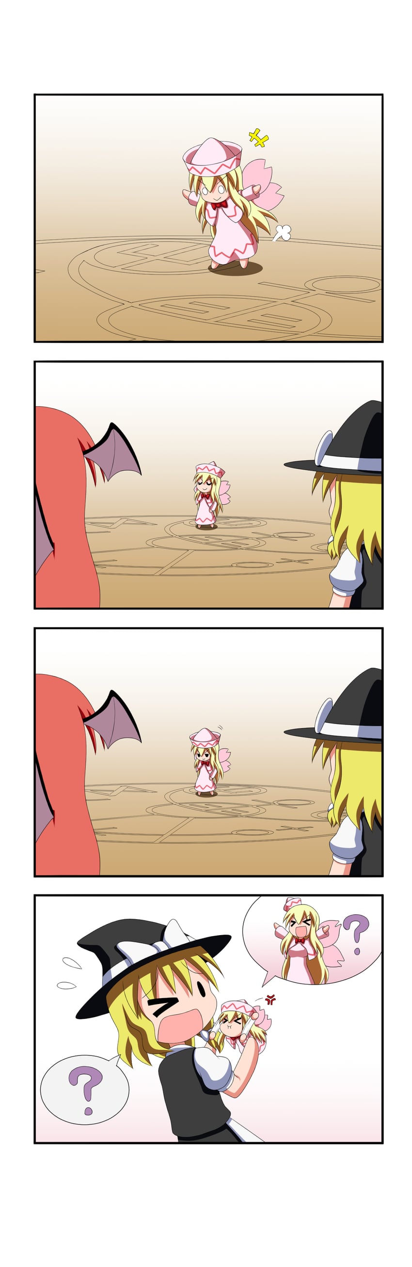 kirisame marisa, koakuma, and lily white (touhou) drawn by rakugaki-biyori