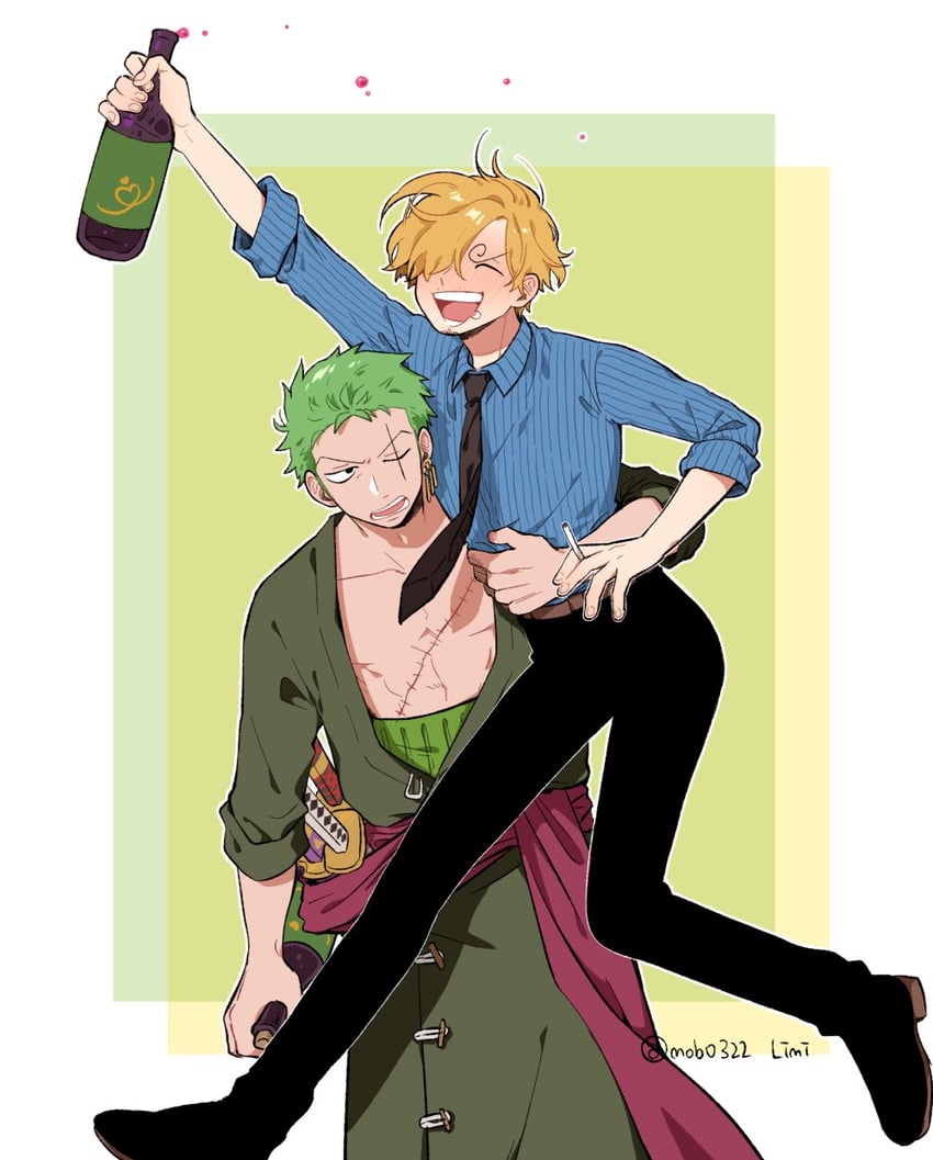 roronoa zoro and sanji (one piece) drawn by mob0322
