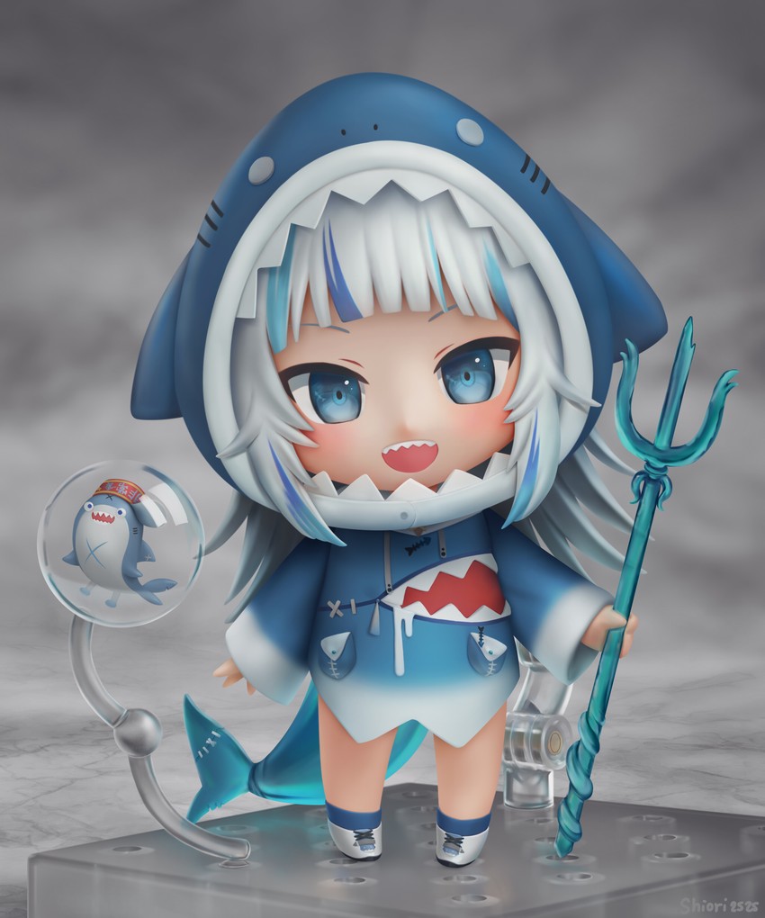 gawr gura and bloop (hololive and 1 more) drawn by shiori2525