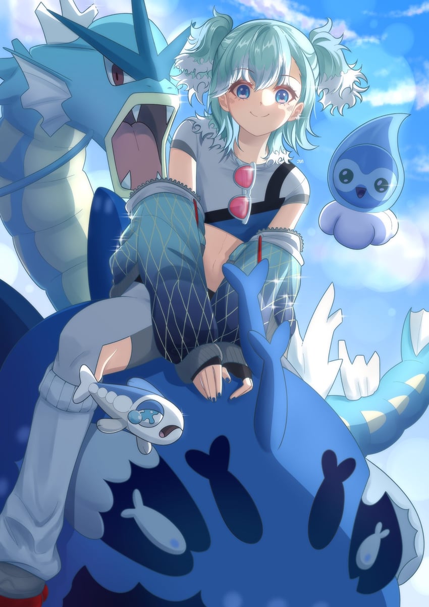 kobo kanaeru, gyarados, wishiwashi, and castform (pokemon and 2 more) drawn by junkusan